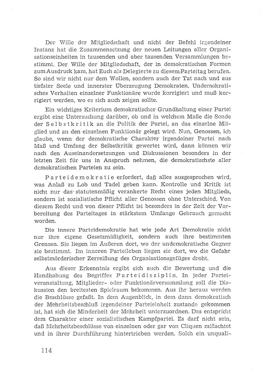 Protokoll der Verhandlungen des 2. Parteitages der Sozialistischen Einheitspartei Deutschlands (SED) [Sowjetische Besatzungszone (SBZ) Deutschlands] 1947, Seite 114 (Prot. Verh. 2. PT SED SBZ Dtl. 1947, S. 114)