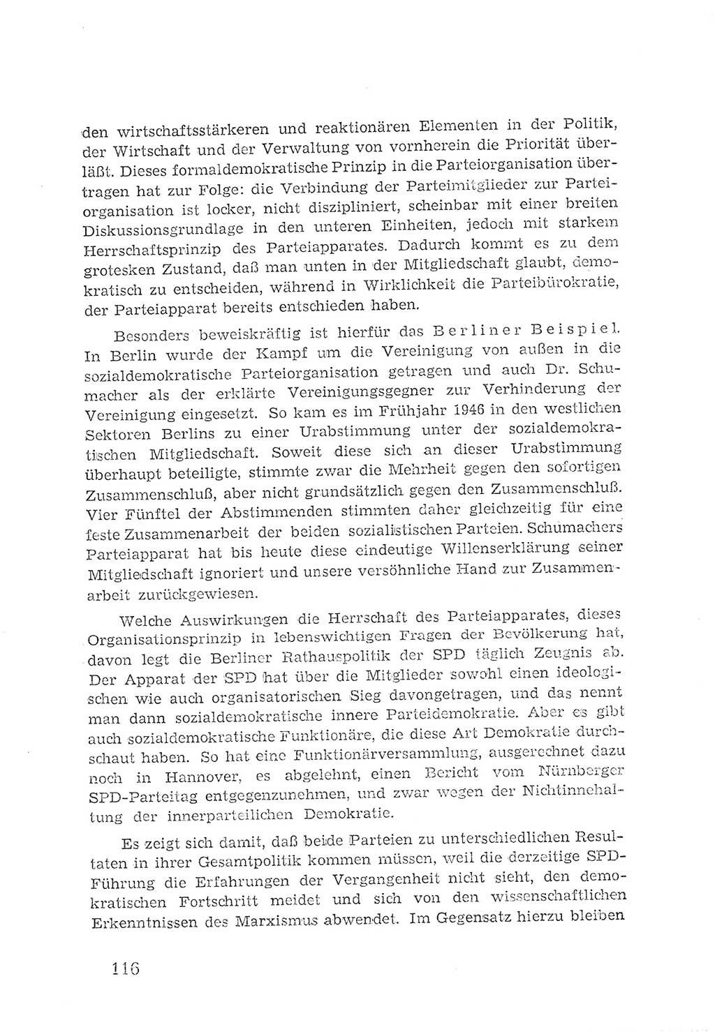 Protokoll der Verhandlungen des 2. Parteitages der Sozialistischen Einheitspartei Deutschlands (SED) [Sowjetische Besatzungszone (SBZ) Deutschlands] 1947, Seite 116 (Prot. Verh. 2. PT SED SBZ Dtl. 1947, S. 116)