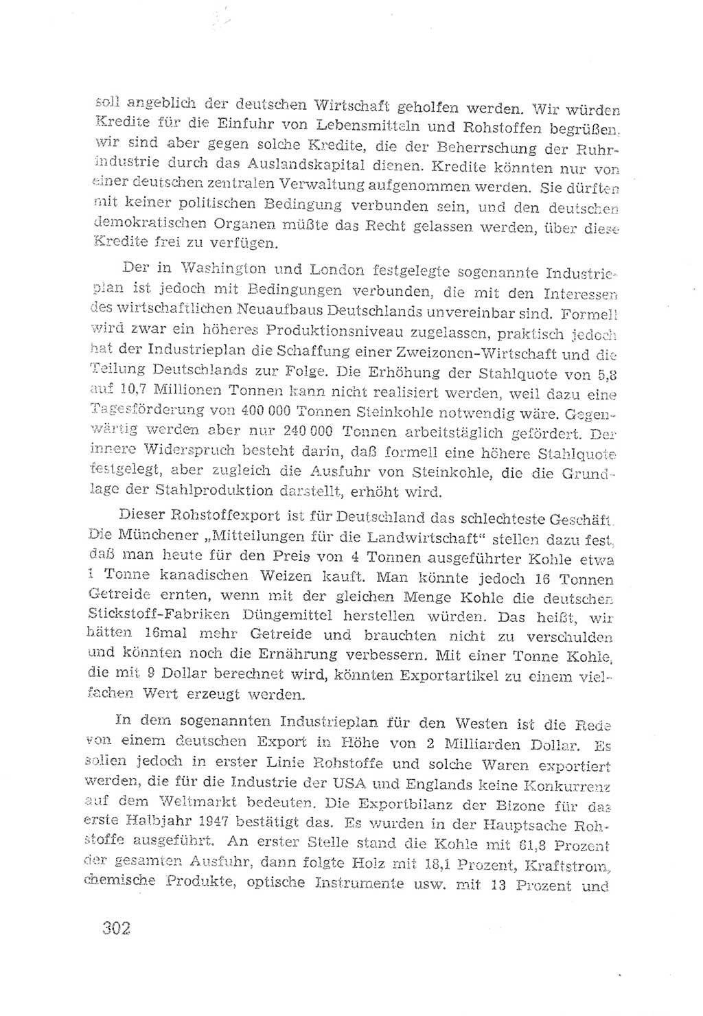 Protokoll der Verhandlungen des 2. Parteitages der Sozialistischen Einheitspartei Deutschlands (SED) [Sowjetische Besatzungszone (SBZ) Deutschlands] 1947, Seite 302 (Prot. Verh. 2. PT SED SBZ Dtl. 1947, S. 302)