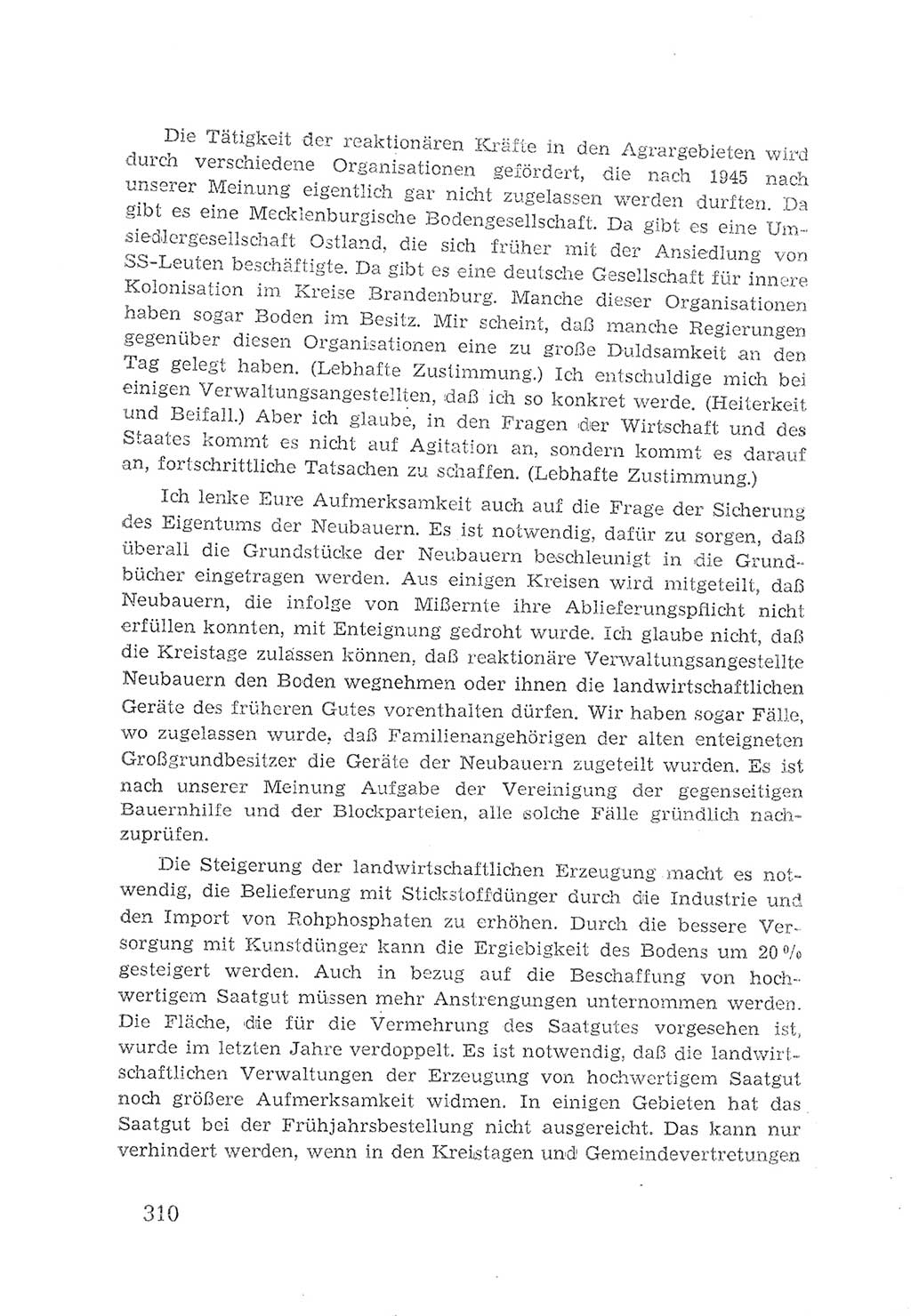 Protokoll der Verhandlungen des 2. Parteitages der Sozialistischen Einheitspartei Deutschlands (SED) [Sowjetische Besatzungszone (SBZ) Deutschlands] 1947, Seite 310 (Prot. Verh. 2. PT SED SBZ Dtl. 1947, S. 310)