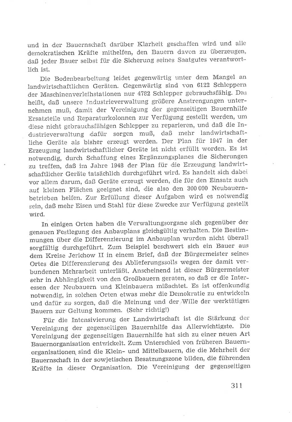 Protokoll der Verhandlungen des 2. Parteitages der Sozialistischen Einheitspartei Deutschlands (SED) [Sowjetische Besatzungszone (SBZ) Deutschlands] 1947, Seite 311 (Prot. Verh. 2. PT SED SBZ Dtl. 1947, S. 311)