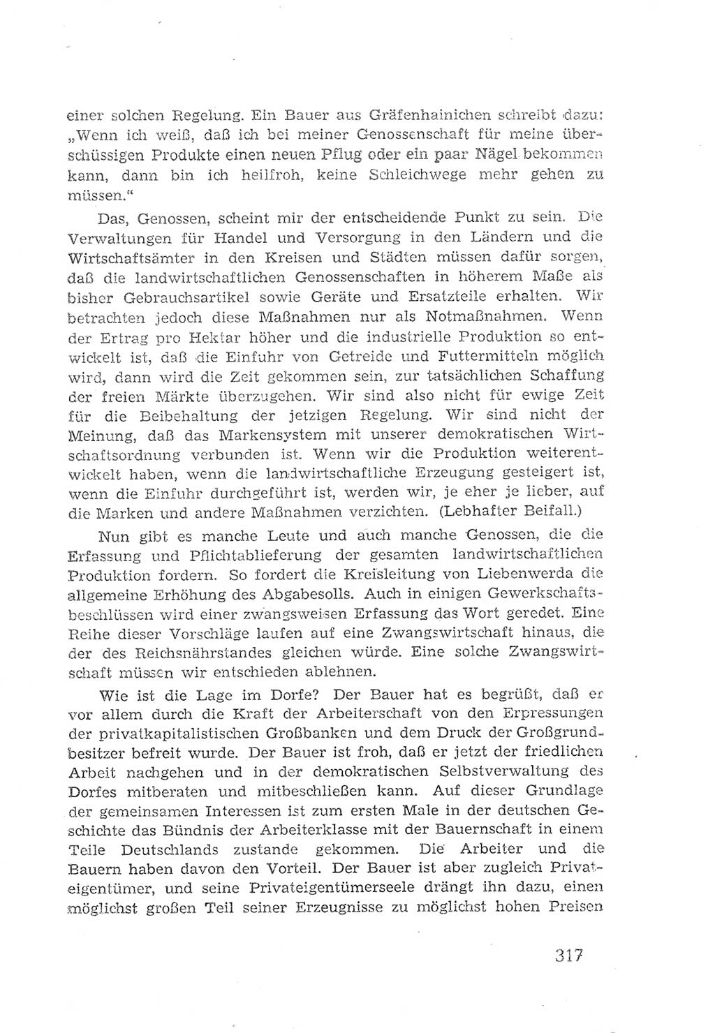 Protokoll der Verhandlungen des 2. Parteitages der Sozialistischen Einheitspartei Deutschlands (SED) [Sowjetische Besatzungszone (SBZ) Deutschlands] 1947, Seite 317 (Prot. Verh. 2. PT SED SBZ Dtl. 1947, S. 317)