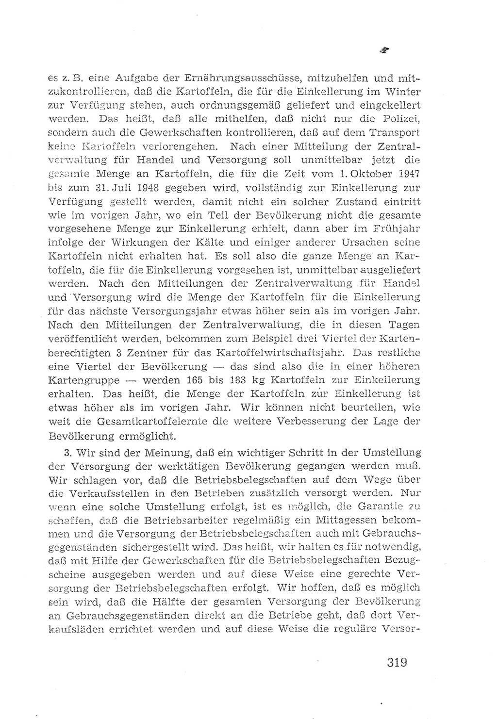Protokoll der Verhandlungen des 2. Parteitages der Sozialistischen Einheitspartei Deutschlands (SED) [Sowjetische Besatzungszone (SBZ) Deutschlands] 1947, Seite 319 (Prot. Verh. 2. PT SED SBZ Dtl. 1947, S. 319)
