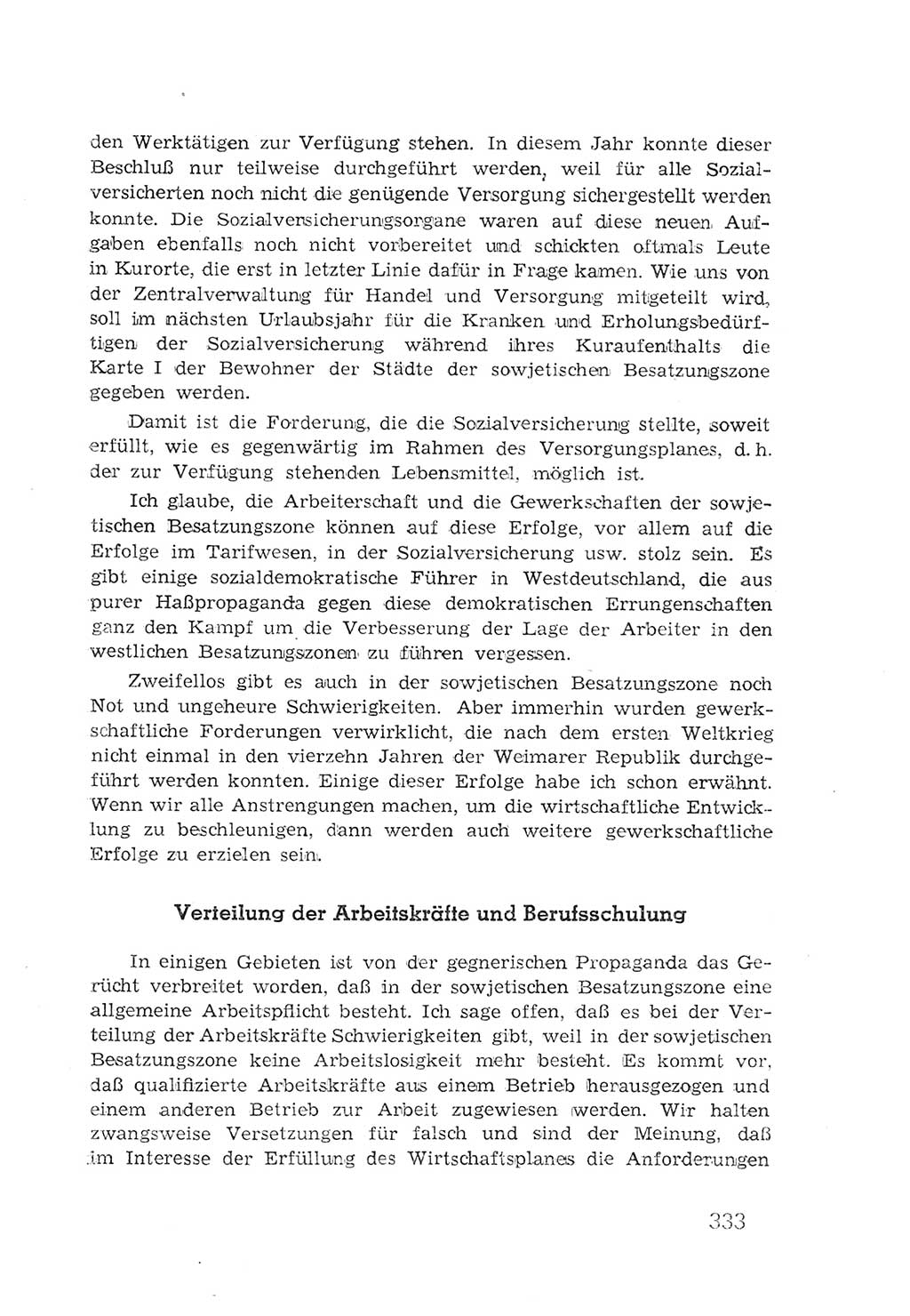 Protokoll der Verhandlungen des 2. Parteitages der Sozialistischen Einheitspartei Deutschlands (SED) [Sowjetische Besatzungszone (SBZ) Deutschlands] 1947, Seite 333 (Prot. Verh. 2. PT SED SBZ Dtl. 1947, S. 333)