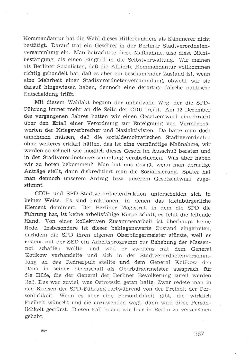 Protokoll der Verhandlungen des 2. Parteitages der Sozialistischen Einheitspartei Deutschlands (SED) [Sowjetische Besatzungszone (SBZ) Deutschlands] 1947, Seite 387 (Prot. Verh. 2. PT SED SBZ Dtl. 1947, S. 387)