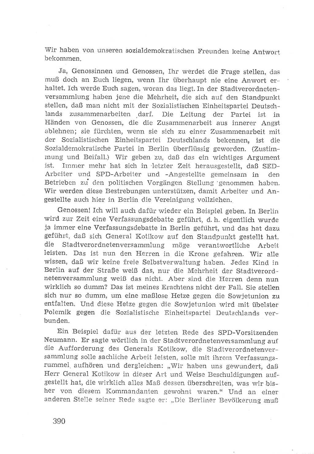 Protokoll der Verhandlungen des 2. Parteitages der Sozialistischen Einheitspartei Deutschlands (SED) [Sowjetische Besatzungszone (SBZ) Deutschlands] 1947, Seite 390 (Prot. Verh. 2. PT SED SBZ Dtl. 1947, S. 390)