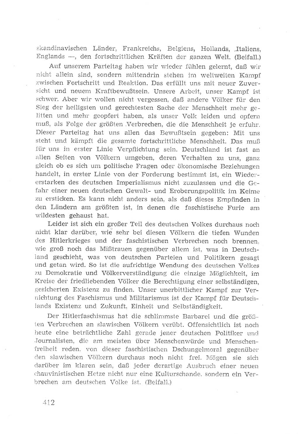 Protokoll der Verhandlungen des 2. Parteitages der Sozialistischen Einheitspartei Deutschlands (SED) [Sowjetische Besatzungszone (SBZ) Deutschlands] 1947, Seite 412 (Prot. Verh. 2. PT SED SBZ Dtl. 1947, S. 412)
