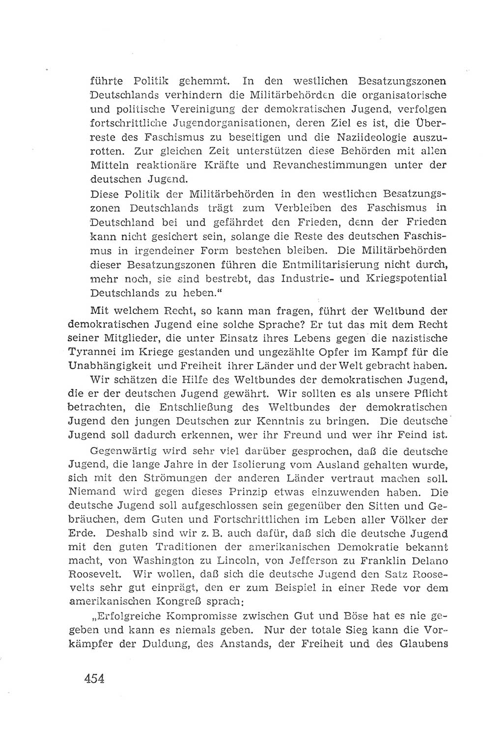 Protokoll der Verhandlungen des 2. Parteitages der Sozialistischen Einheitspartei Deutschlands (SED) [Sowjetische Besatzungszone (SBZ) Deutschlands] 1947, Seite 454 (Prot. Verh. 2. PT SED SBZ Dtl. 1947, S. 454)