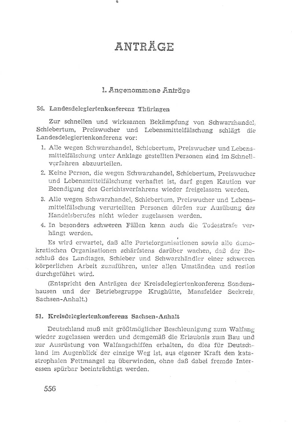 Protokoll der Verhandlungen des 2. Parteitages der Sozialistischen Einheitspartei Deutschlands (SED) [Sowjetische Besatzungszone (SBZ) Deutschlands] 1947, Seite 556 (Prot. Verh. 2. PT SED SBZ Dtl. 1947, S. 556)