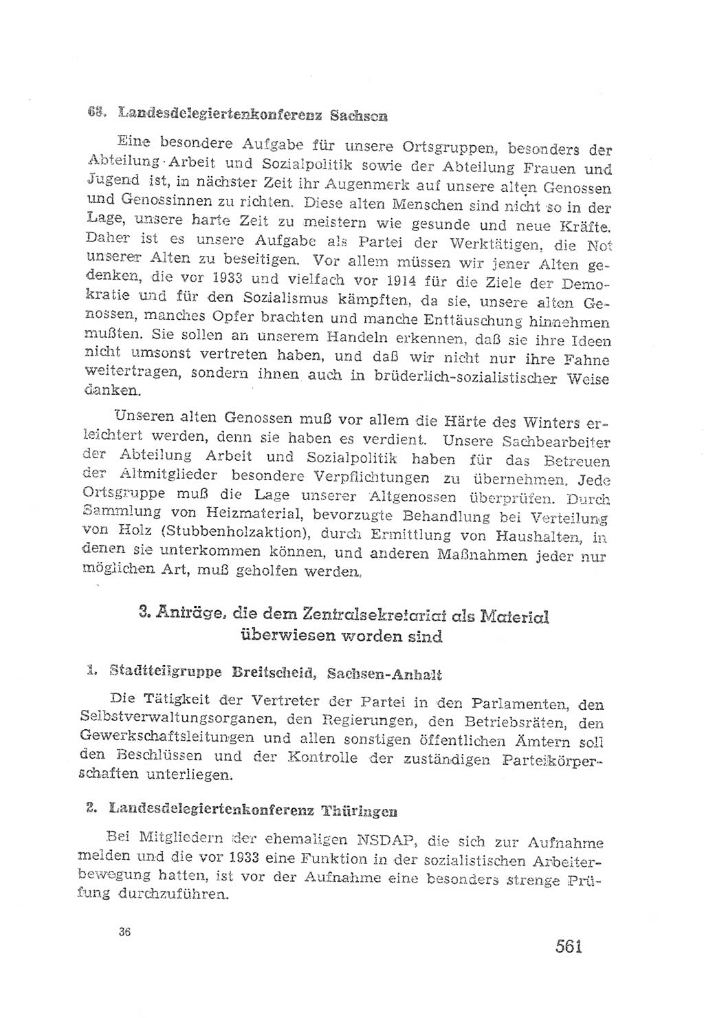 Protokoll der Verhandlungen des 2. Parteitages der Sozialistischen Einheitspartei Deutschlands (SED) [Sowjetische Besatzungszone (SBZ) Deutschlands] 1947, Seite 561 (Prot. Verh. 2. PT SED SBZ Dtl. 1947, S. 561)