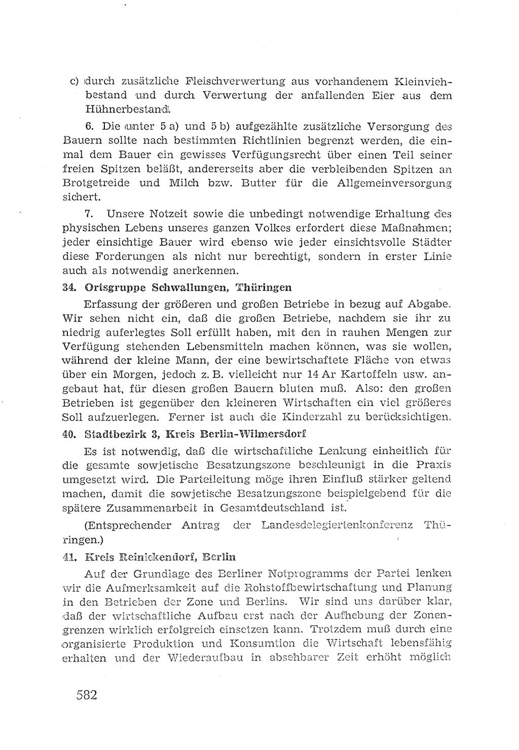 Protokoll der Verhandlungen des 2. Parteitages der Sozialistischen Einheitspartei Deutschlands (SED) [Sowjetische Besatzungszone (SBZ) Deutschlands] 1947, Seite 582 (Prot. Verh. 2. PT SED SBZ Dtl. 1947, S. 582)