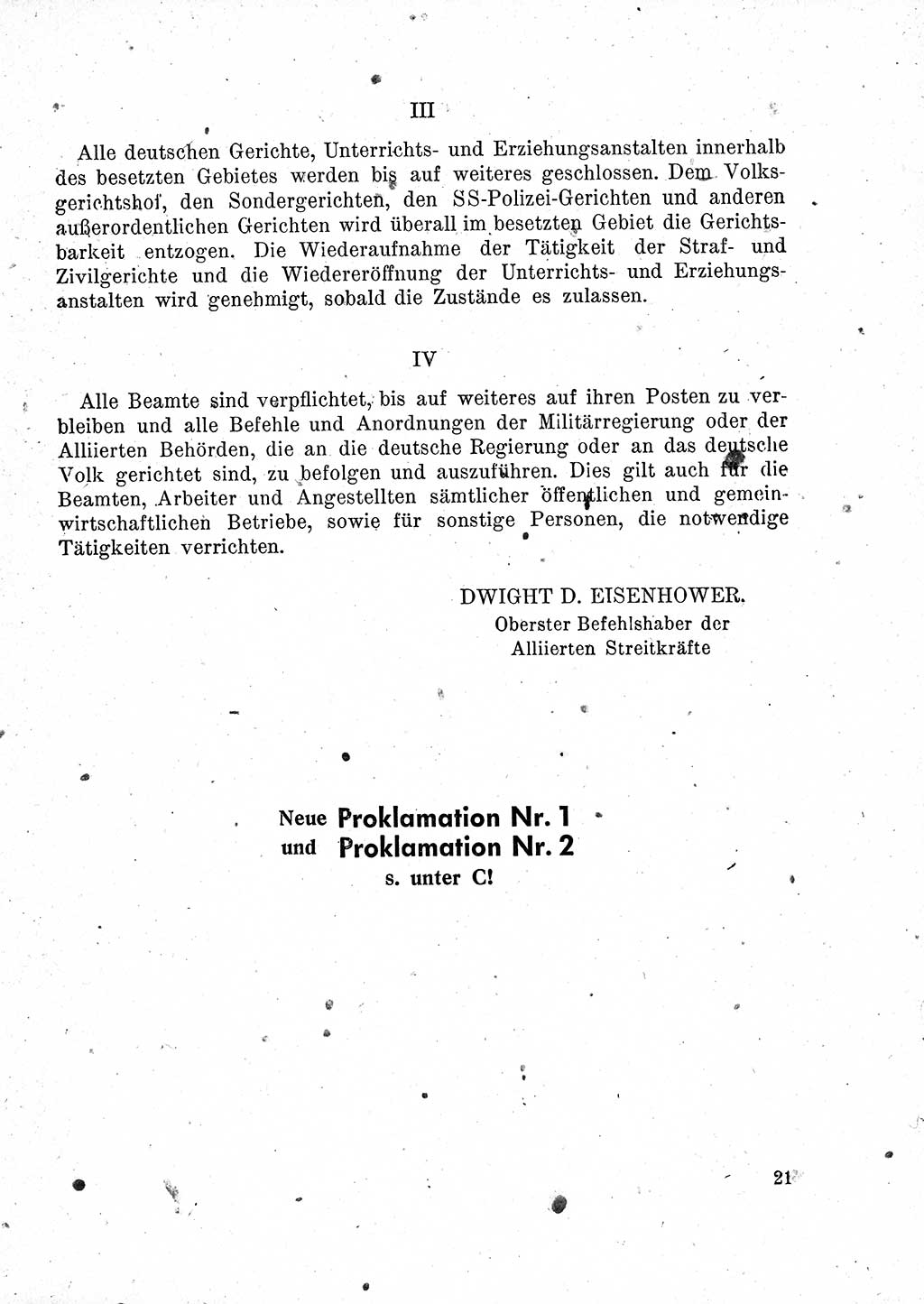 Das Recht der Besatzungsmacht (Deutschland), Proklamationen, Deklerationen, Verordnungen, Gesetze und Bekanntmachungen 1947, Seite 21 (R. Bes. Dtl. 1947, S. 21)
