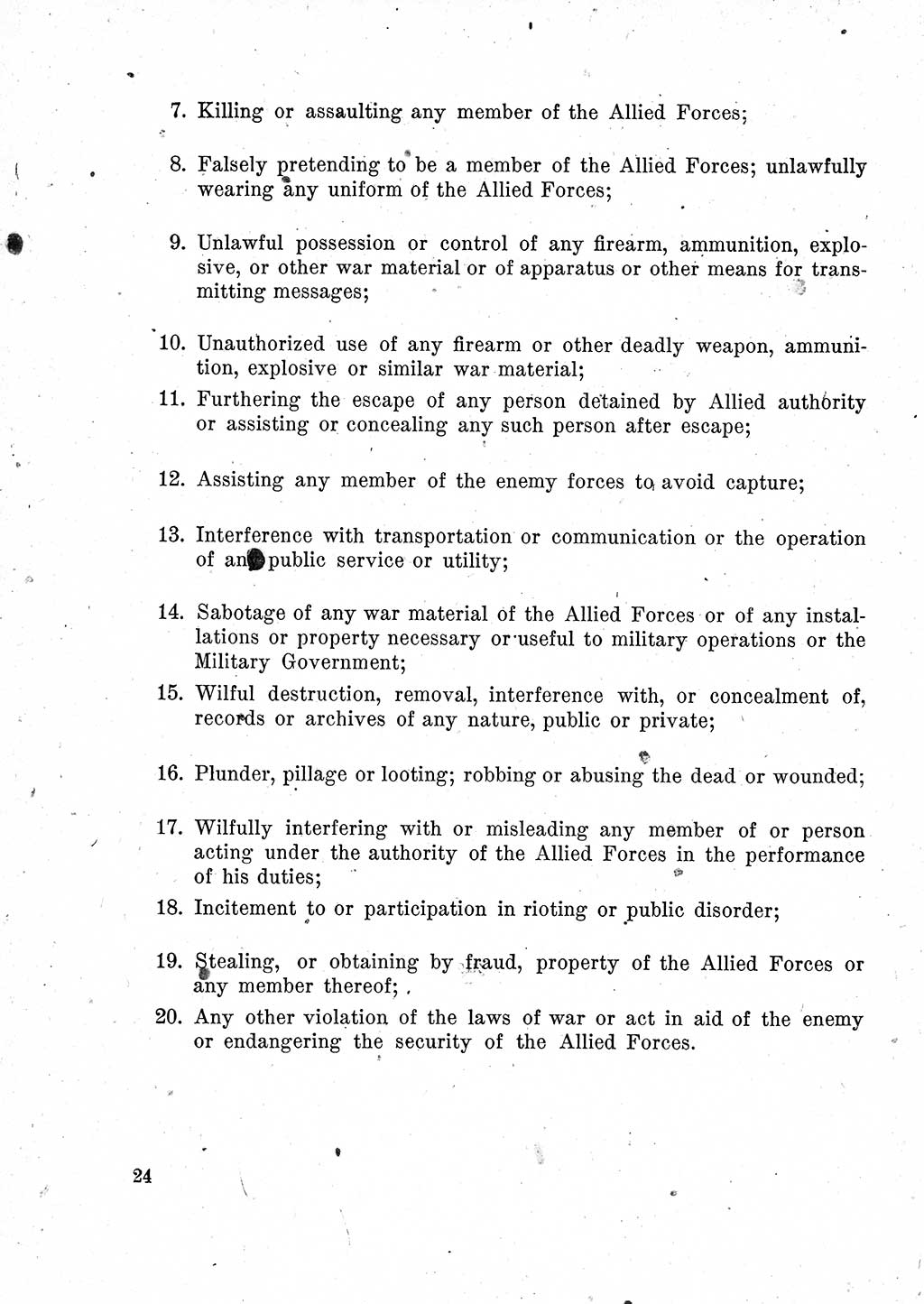 Das Recht der Besatzungsmacht (Deutschland), Proklamationen, Deklerationen, Verordnungen, Gesetze und Bekanntmachungen 1947, Seite 24 (R. Bes. Dtl. 1947, S. 24)