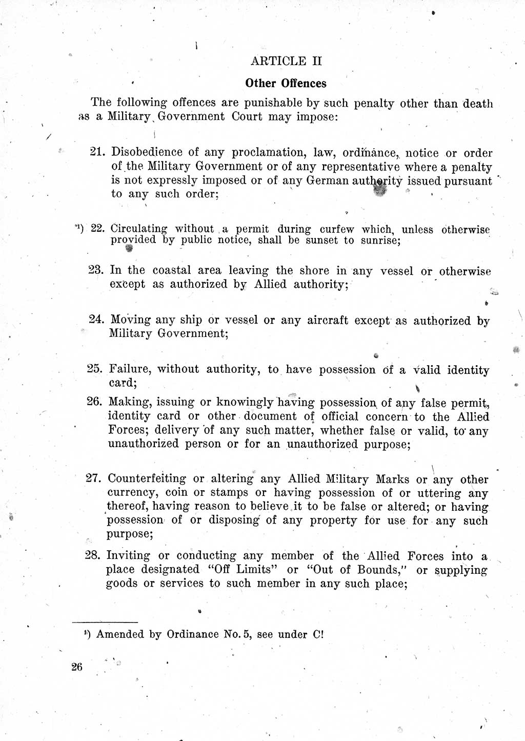 Das Recht der Besatzungsmacht (Deutschland), Proklamationen, Deklerationen, Verordnungen, Gesetze und Bekanntmachungen 1947, Seite 26 (R. Bes. Dtl. 1947, S. 26)