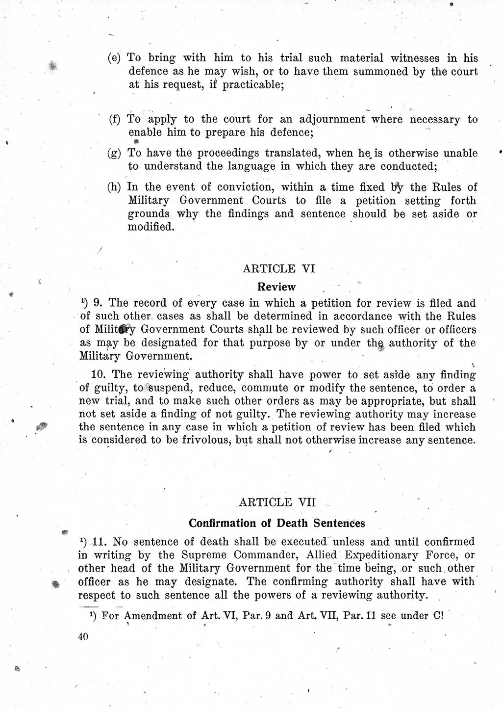 Das Recht der Besatzungsmacht (Deutschland), Proklamationen, Deklerationen, Verordnungen, Gesetze und Bekanntmachungen 1947, Seite 40 (R. Bes. Dtl. 1947, S. 40)