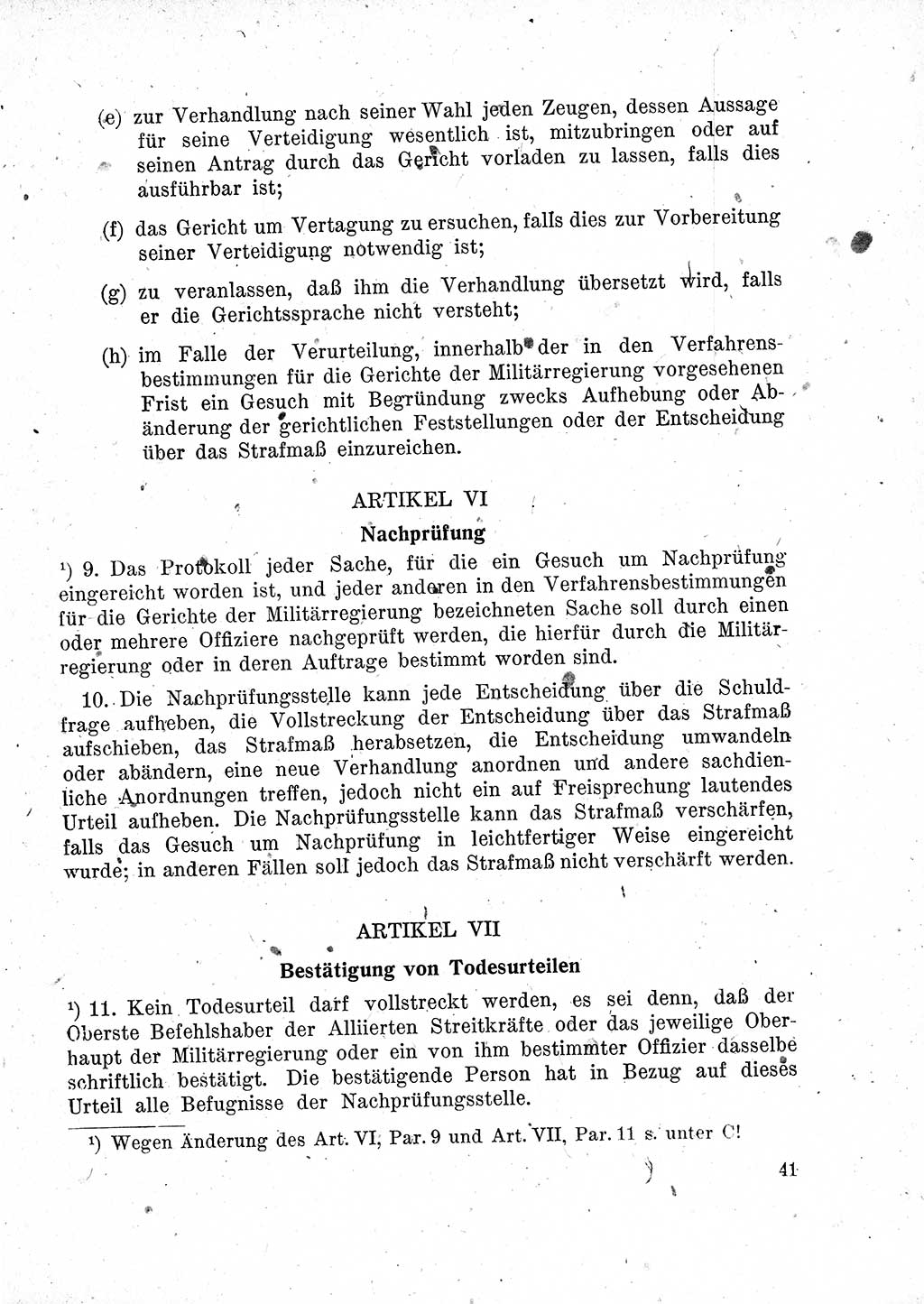 Das Recht der Besatzungsmacht (Deutschland), Proklamationen, Deklerationen, Verordnungen, Gesetze und Bekanntmachungen 1947, Seite 41 (R. Bes. Dtl. 1947, S. 41)