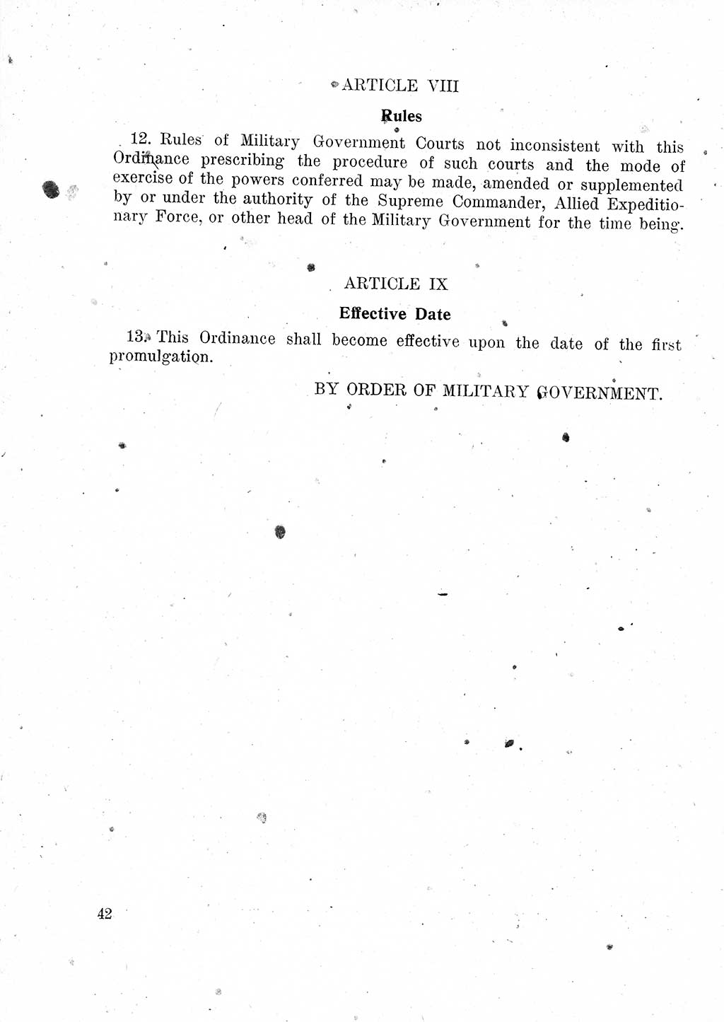 Das Recht der Besatzungsmacht (Deutschland), Proklamationen, Deklerationen, Verordnungen, Gesetze und Bekanntmachungen 1947, Seite 42 (R. Bes. Dtl. 1947, S. 42)