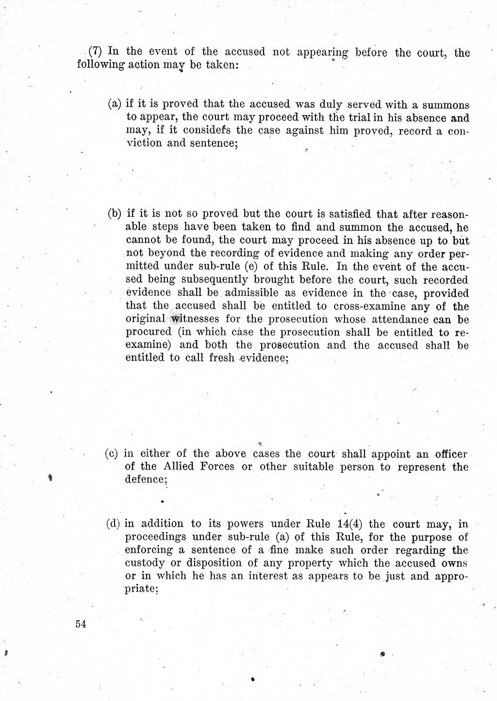 Das Recht der Besatzungsmacht (Deutschland), Proklamationen, Deklerationen, Verordnungen, Gesetze und Bekanntmachungen 1947, Seite 54 (R. Bes. Dtl. 1947, S. 54)