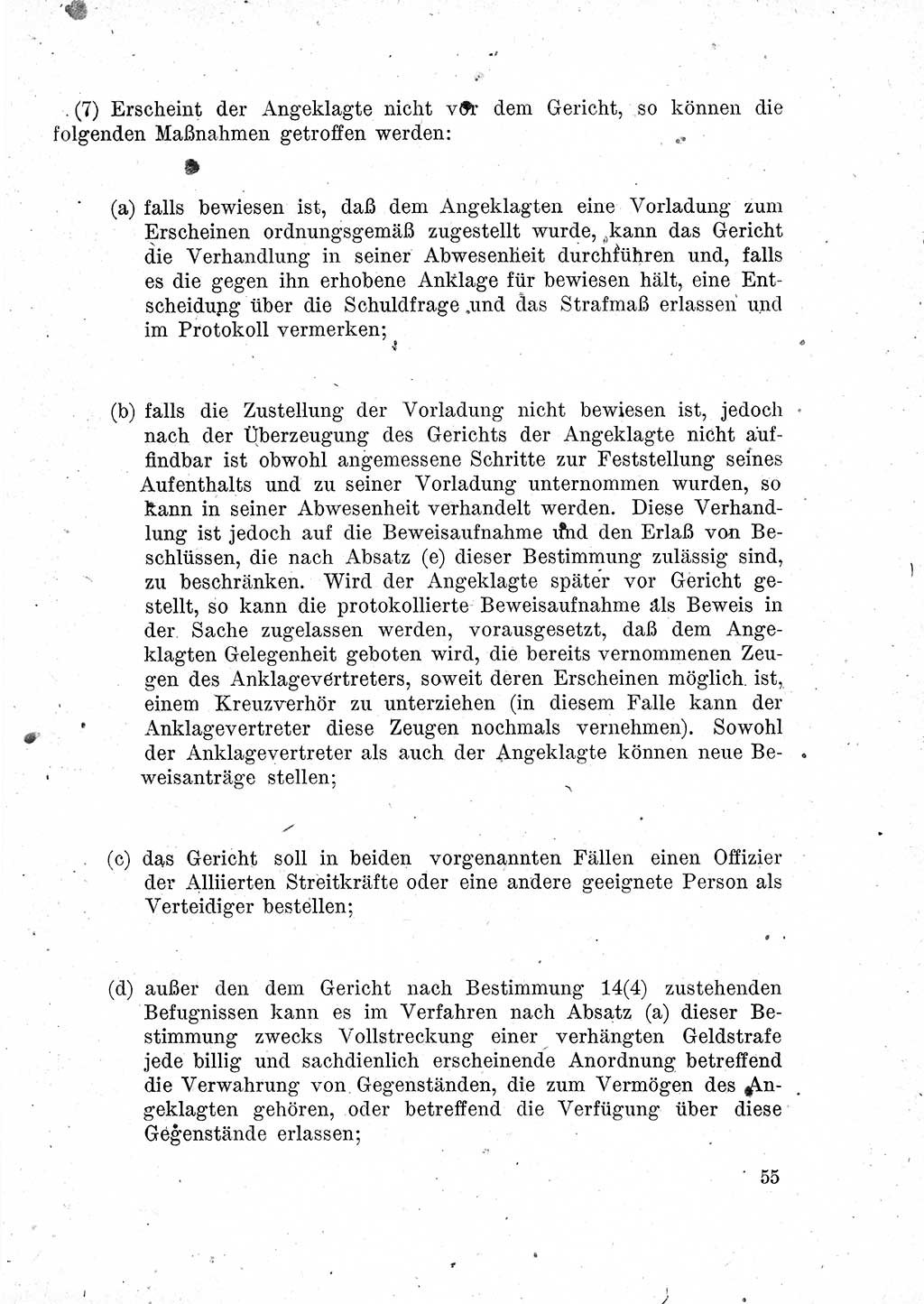 Das Recht der Besatzungsmacht (Deutschland), Proklamationen, Deklerationen, Verordnungen, Gesetze und Bekanntmachungen 1947, Seite 55 (R. Bes. Dtl. 1947, S. 55)