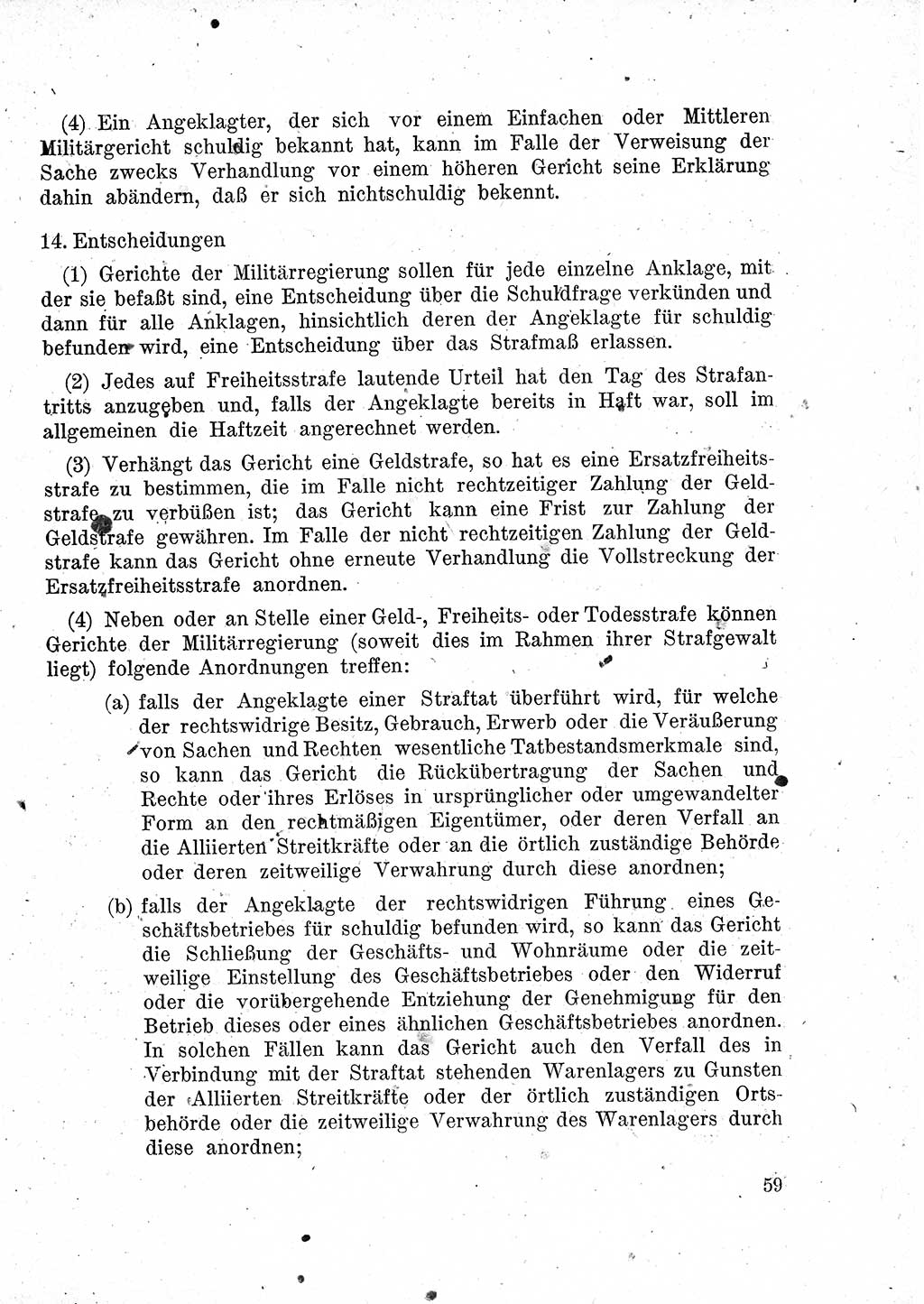 Das Recht der Besatzungsmacht (Deutschland), Proklamationen, Deklerationen, Verordnungen, Gesetze und Bekanntmachungen 1947, Seite 59 (R. Bes. Dtl. 1947, S. 59)