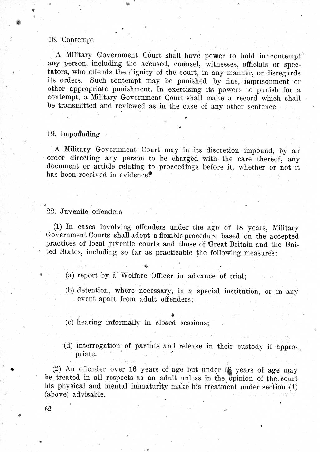 Das Recht der Besatzungsmacht (Deutschland), Proklamationen, Deklerationen, Verordnungen, Gesetze und Bekanntmachungen 1947, Seite 62 (R. Bes. Dtl. 1947, S. 62)