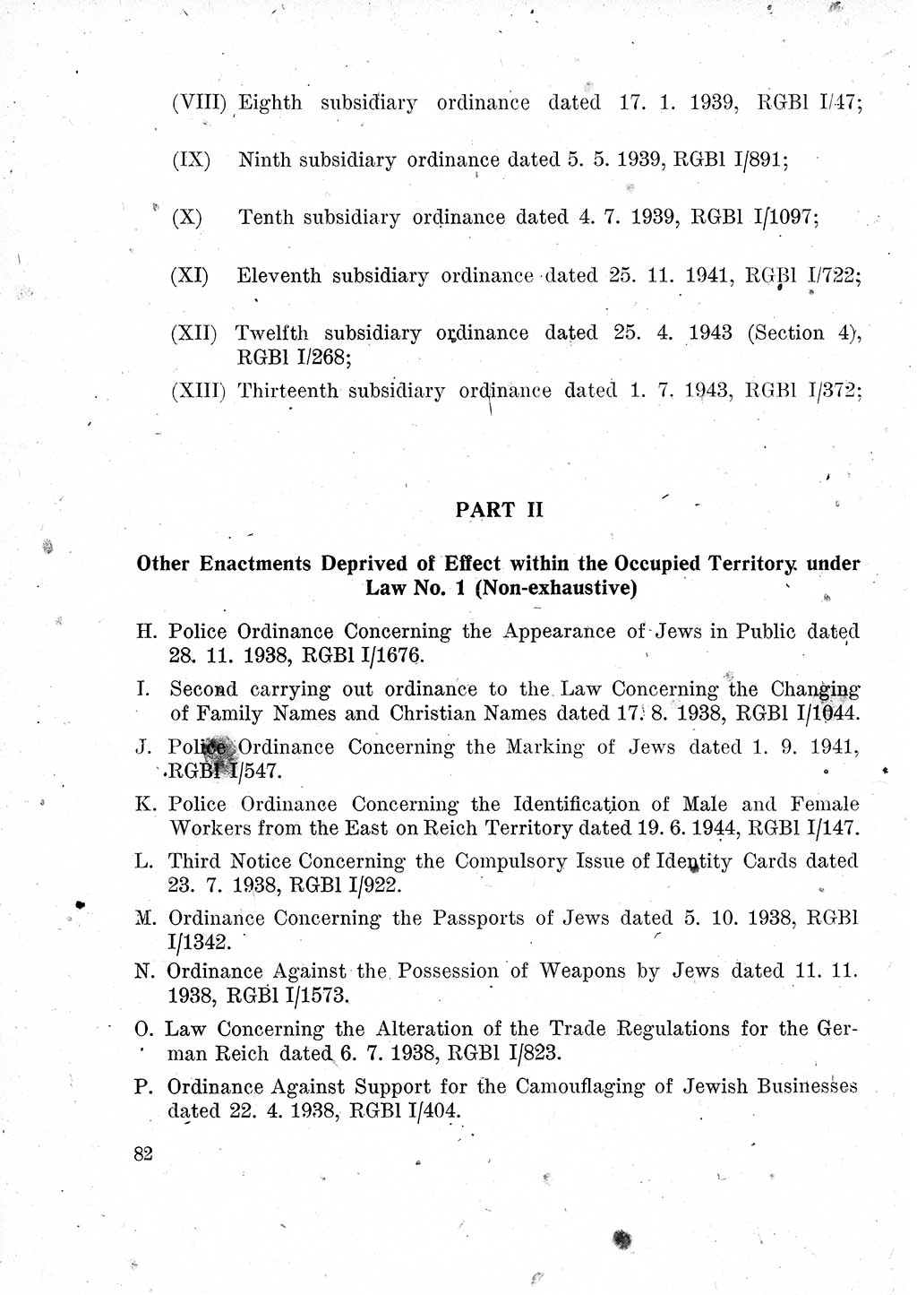 Das Recht der Besatzungsmacht (Deutschland), Proklamationen, Deklerationen, Verordnungen, Gesetze und Bekanntmachungen 1947, Seite 82 (R. Bes. Dtl. 1947, S. 82)