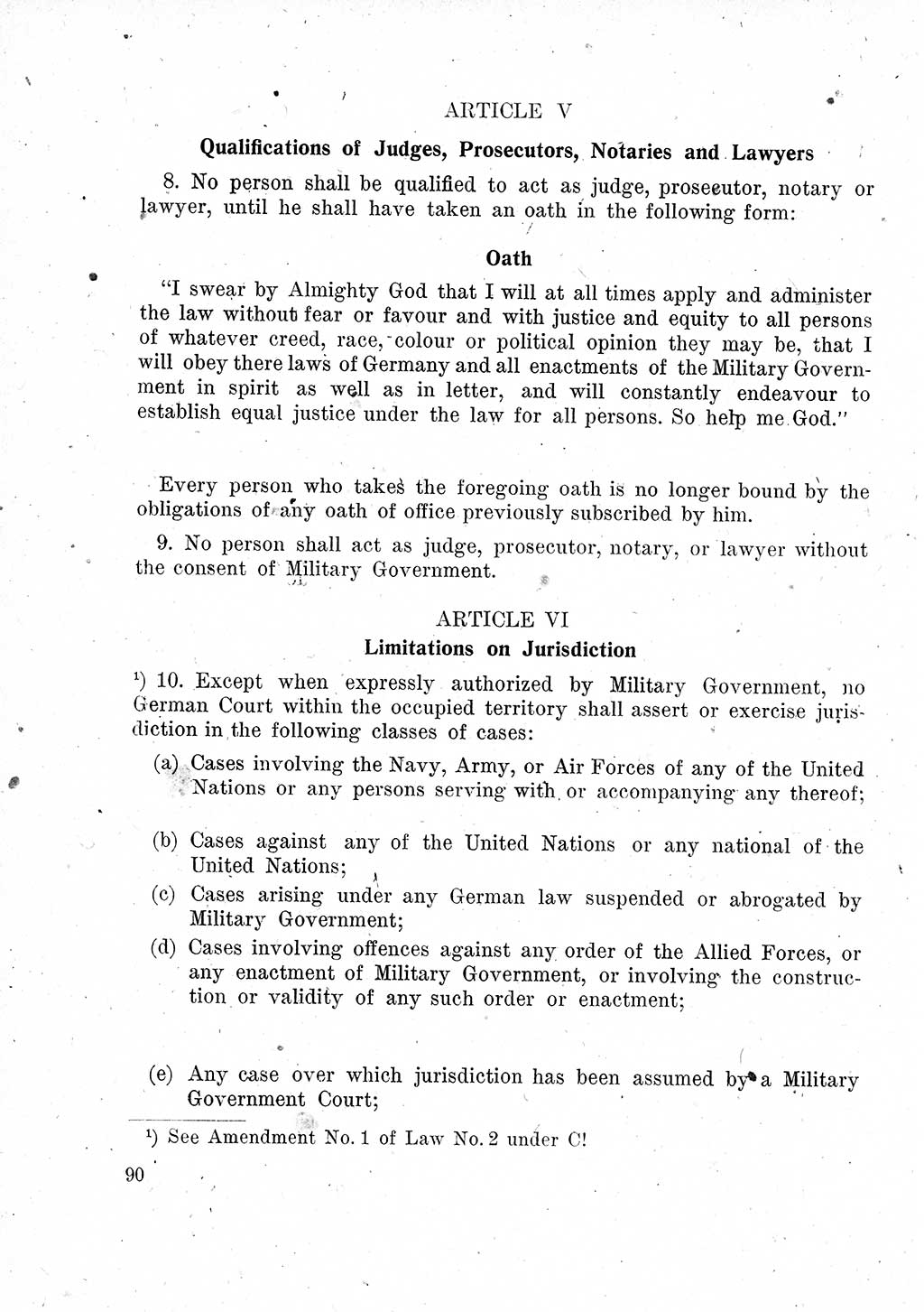 Das Recht der Besatzungsmacht (Deutschland), Proklamationen, Deklerationen, Verordnungen, Gesetze und Bekanntmachungen 1947, Seite 90 (R. Bes. Dtl. 1947, S. 90)
