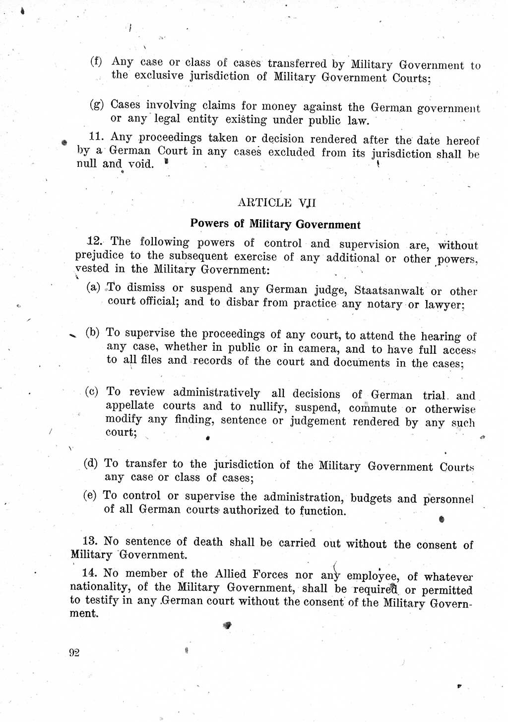 Das Recht der Besatzungsmacht (Deutschland), Proklamationen, Deklerationen, Verordnungen, Gesetze und Bekanntmachungen 1947, Seite 92 (R. Bes. Dtl. 1947, S. 92)