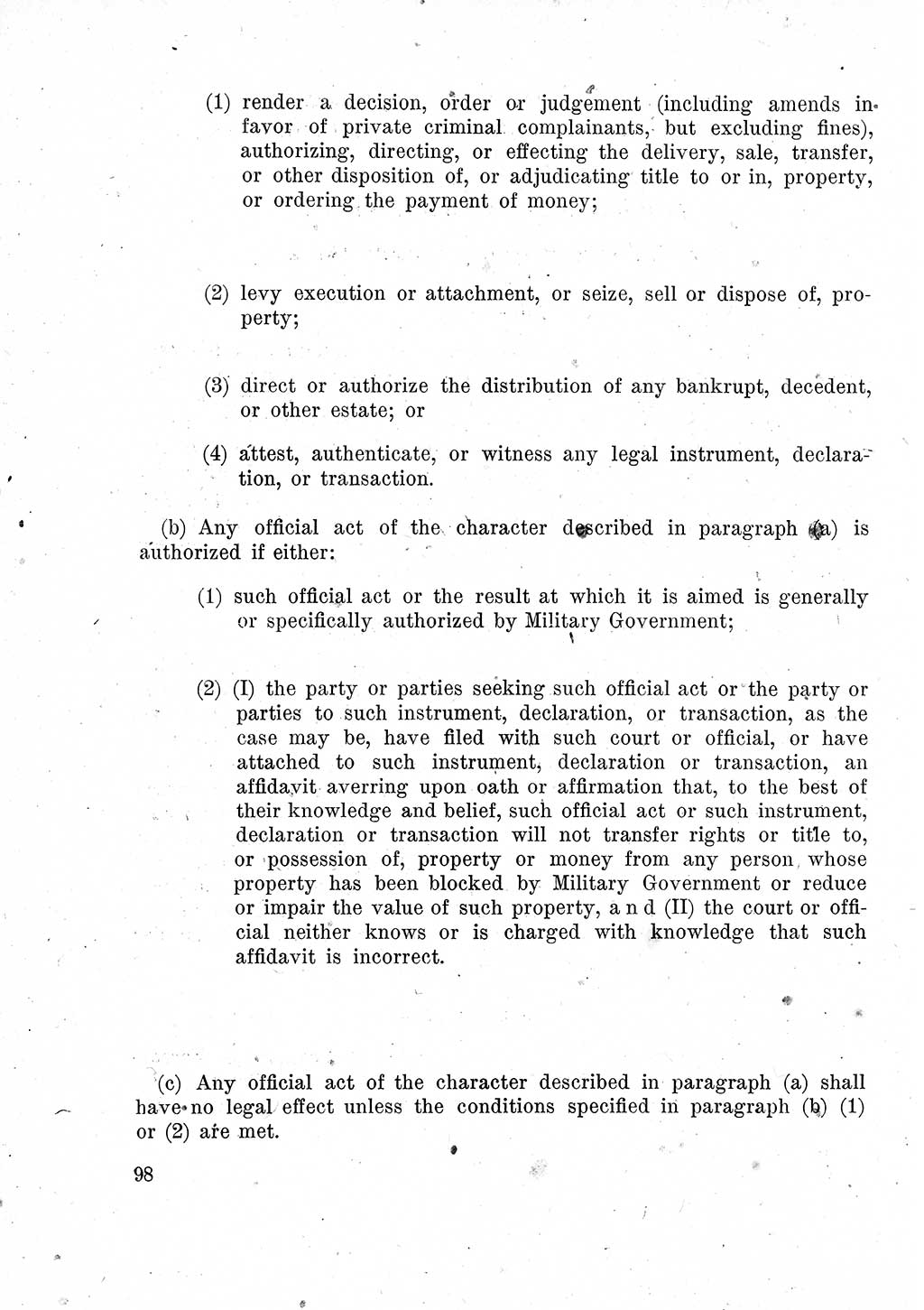 Das Recht der Besatzungsmacht (Deutschland), Proklamationen, Deklerationen, Verordnungen, Gesetze und Bekanntmachungen 1947, Seite 98 (R. Bes. Dtl. 1947, S. 98)