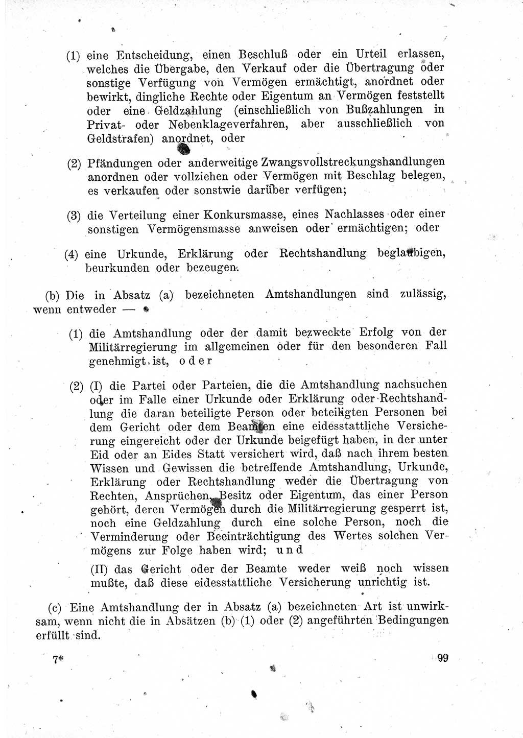 Das Recht der Besatzungsmacht (Deutschland), Proklamationen, Deklerationen, Verordnungen, Gesetze und Bekanntmachungen 1947, Seite 99 (R. Bes. Dtl. 1947, S. 99)