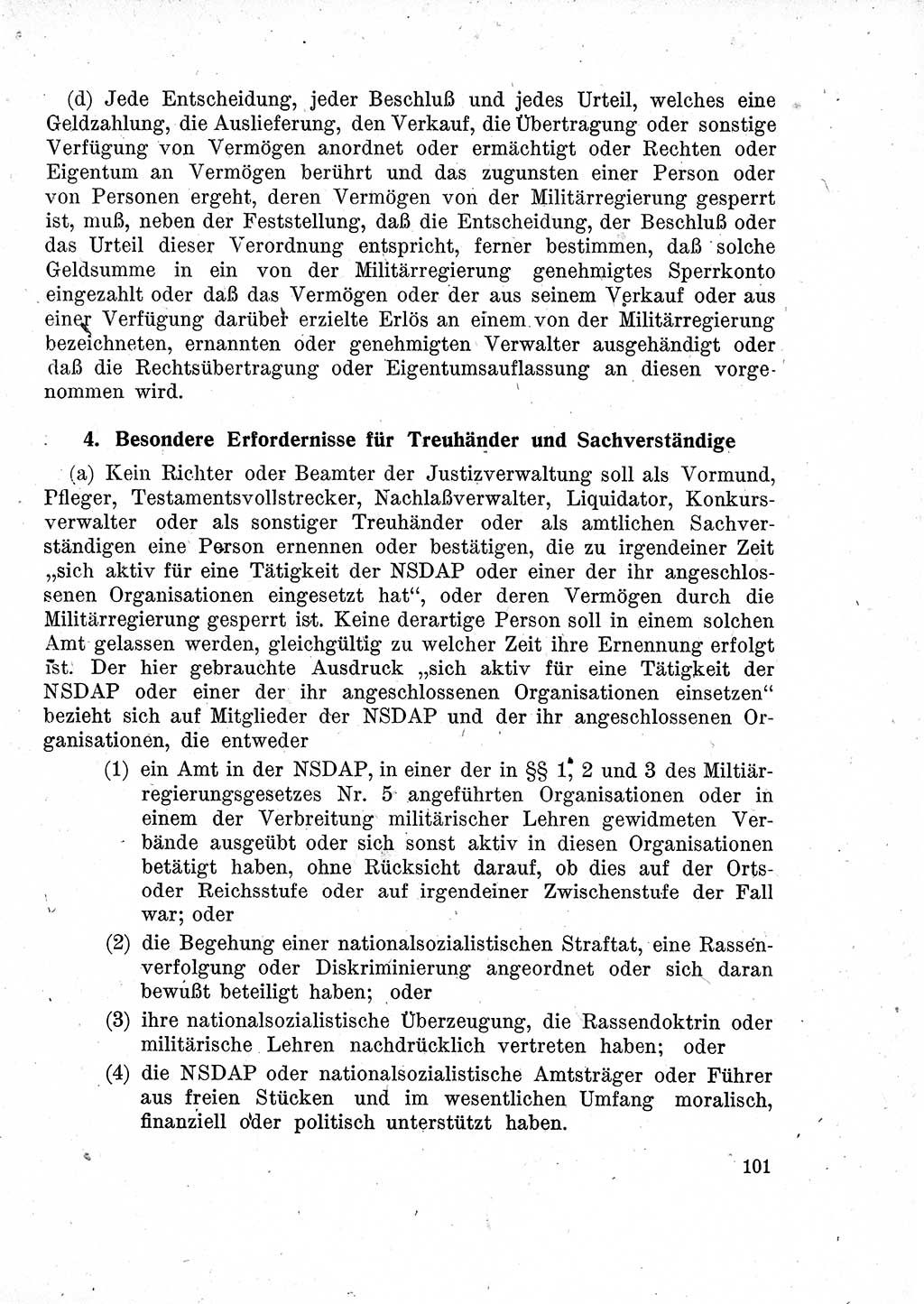 Das Recht der Besatzungsmacht (Deutschland), Proklamationen, Deklerationen, Verordnungen, Gesetze und Bekanntmachungen 1947, Seite 101 (R. Bes. Dtl. 1947, S. 101)