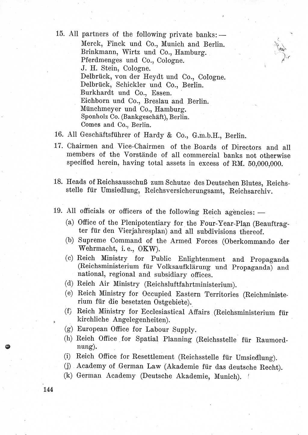 Das Recht der Besatzungsmacht (Deutschland), Proklamationen, Deklerationen, Verordnungen, Gesetze und Bekanntmachungen 1947, Seite 144 (R. Bes. Dtl. 1947, S. 144)