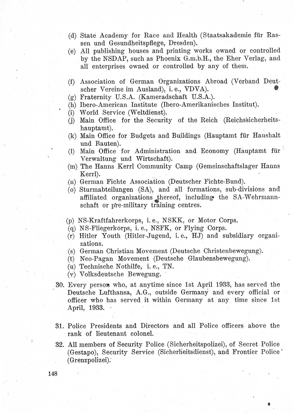 Das Recht der Besatzungsmacht (Deutschland), Proklamationen, Deklerationen, Verordnungen, Gesetze und Bekanntmachungen 1947, Seite 148 (R. Bes. Dtl. 1947, S. 148)