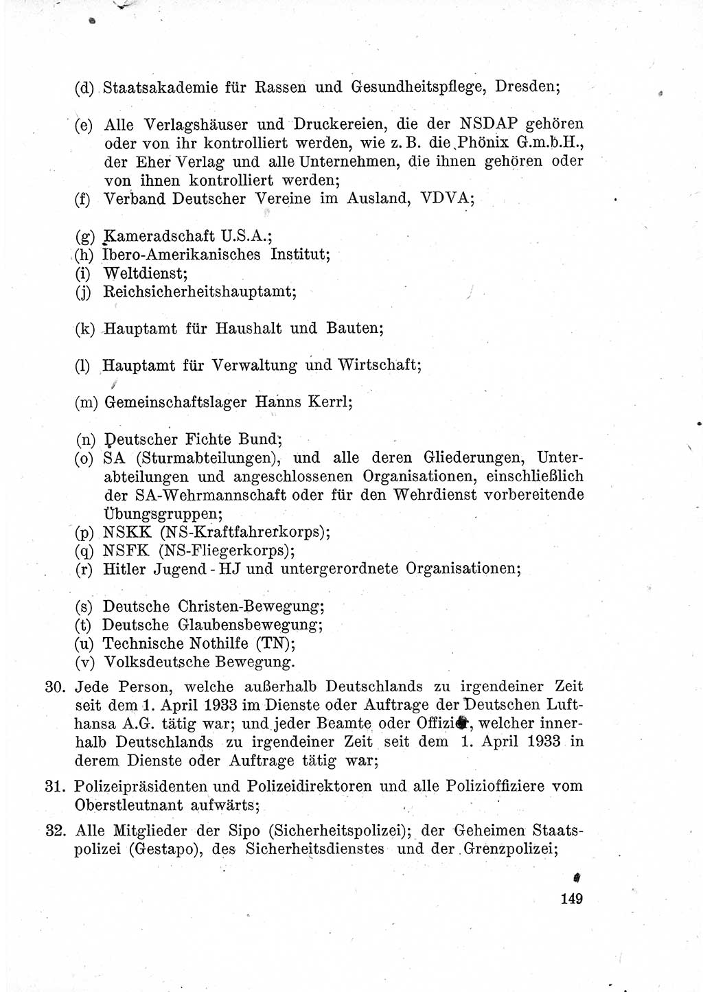Das Recht der Besatzungsmacht (Deutschland), Proklamationen, Deklerationen, Verordnungen, Gesetze und Bekanntmachungen 1947, Seite 149 (R. Bes. Dtl. 1947, S. 149)
