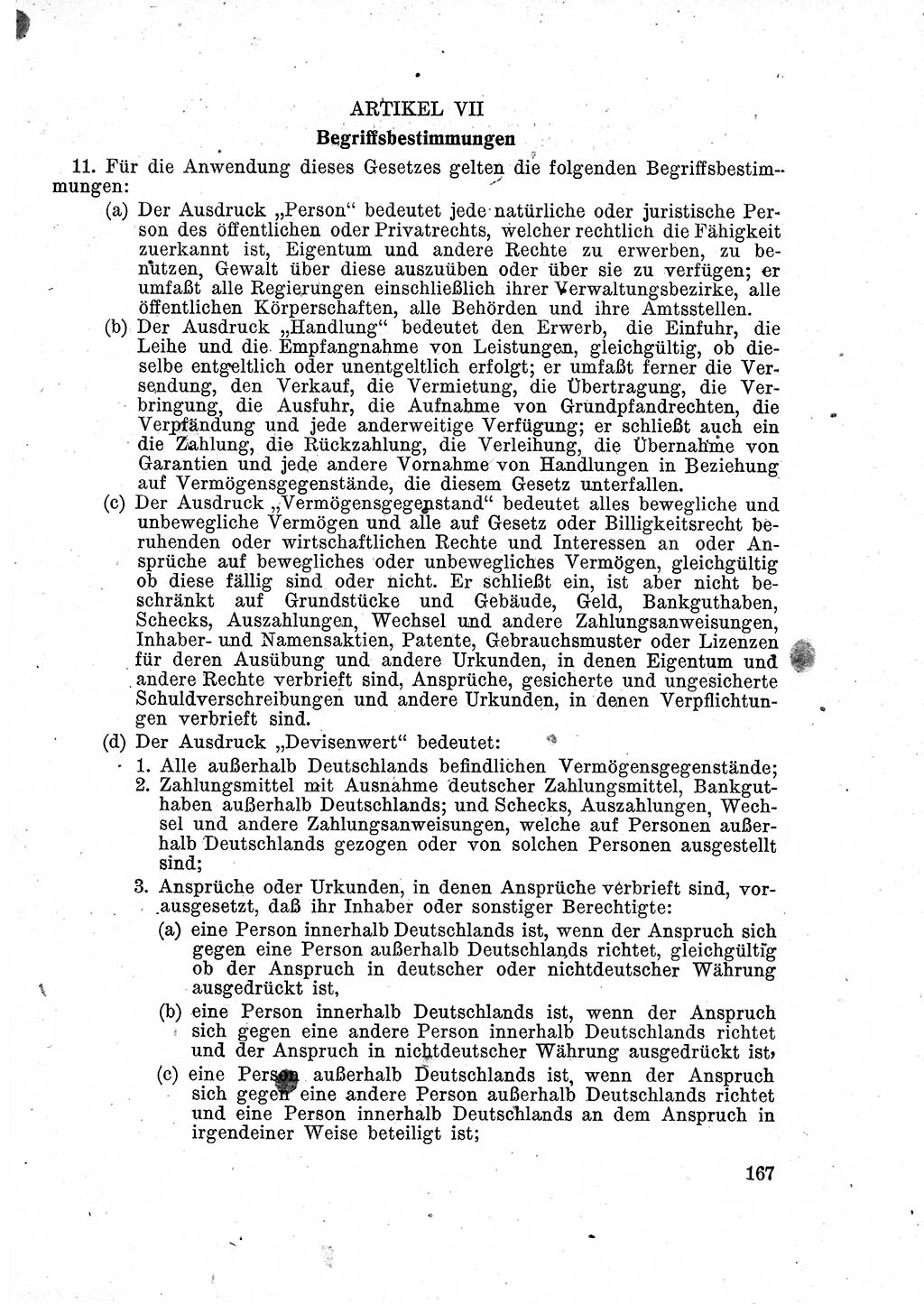 Das Recht der Besatzungsmacht (Deutschland), Proklamationen, Deklerationen, Verordnungen, Gesetze und Bekanntmachungen 1947, Seite 167 (R. Bes. Dtl. 1947, S. 167)