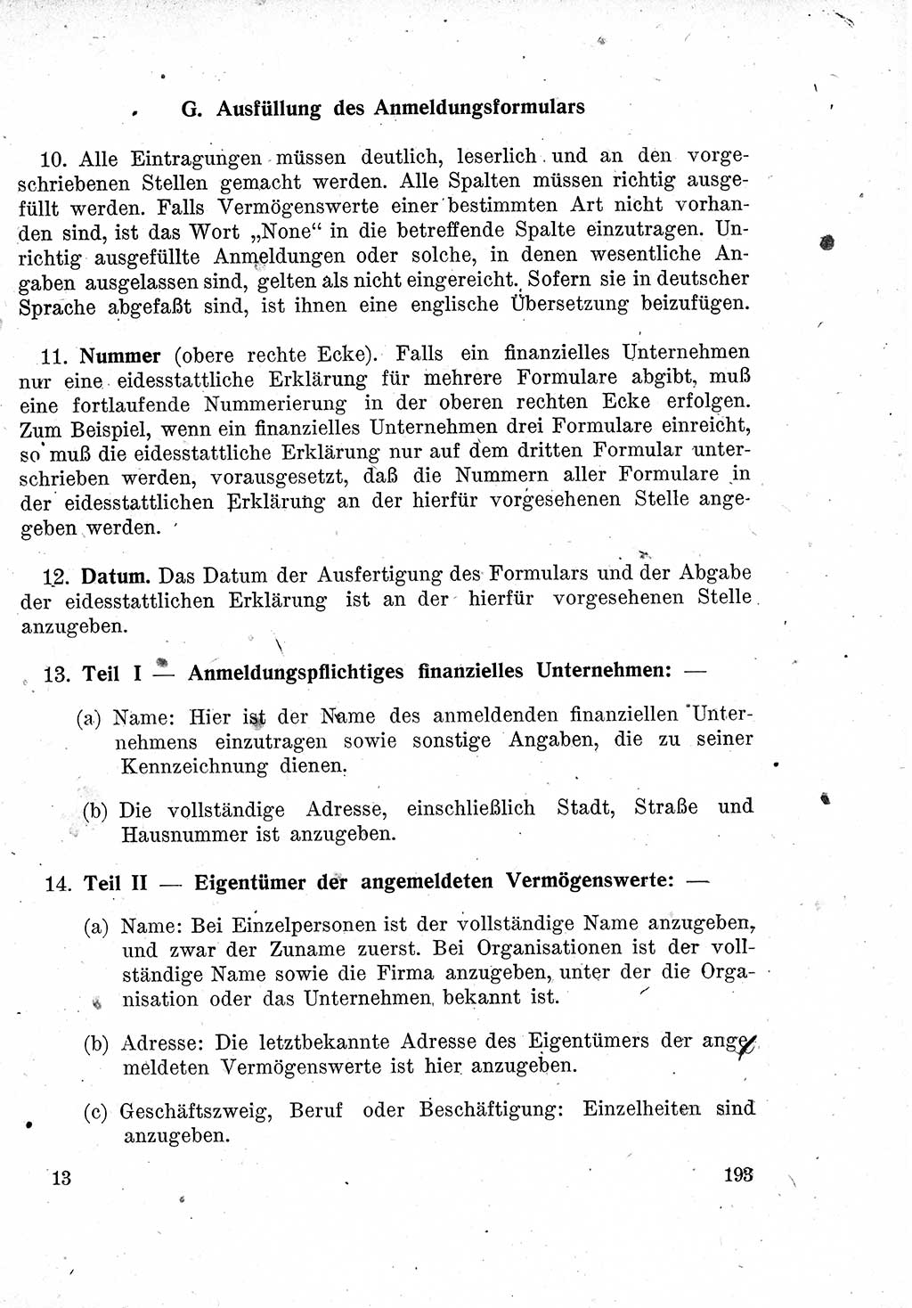 Das Recht der Besatzungsmacht (Deutschland), Proklamationen, Deklerationen, Verordnungen, Gesetze und Bekanntmachungen 1947, Seite 193 (R. Bes. Dtl. 1947, S. 193)