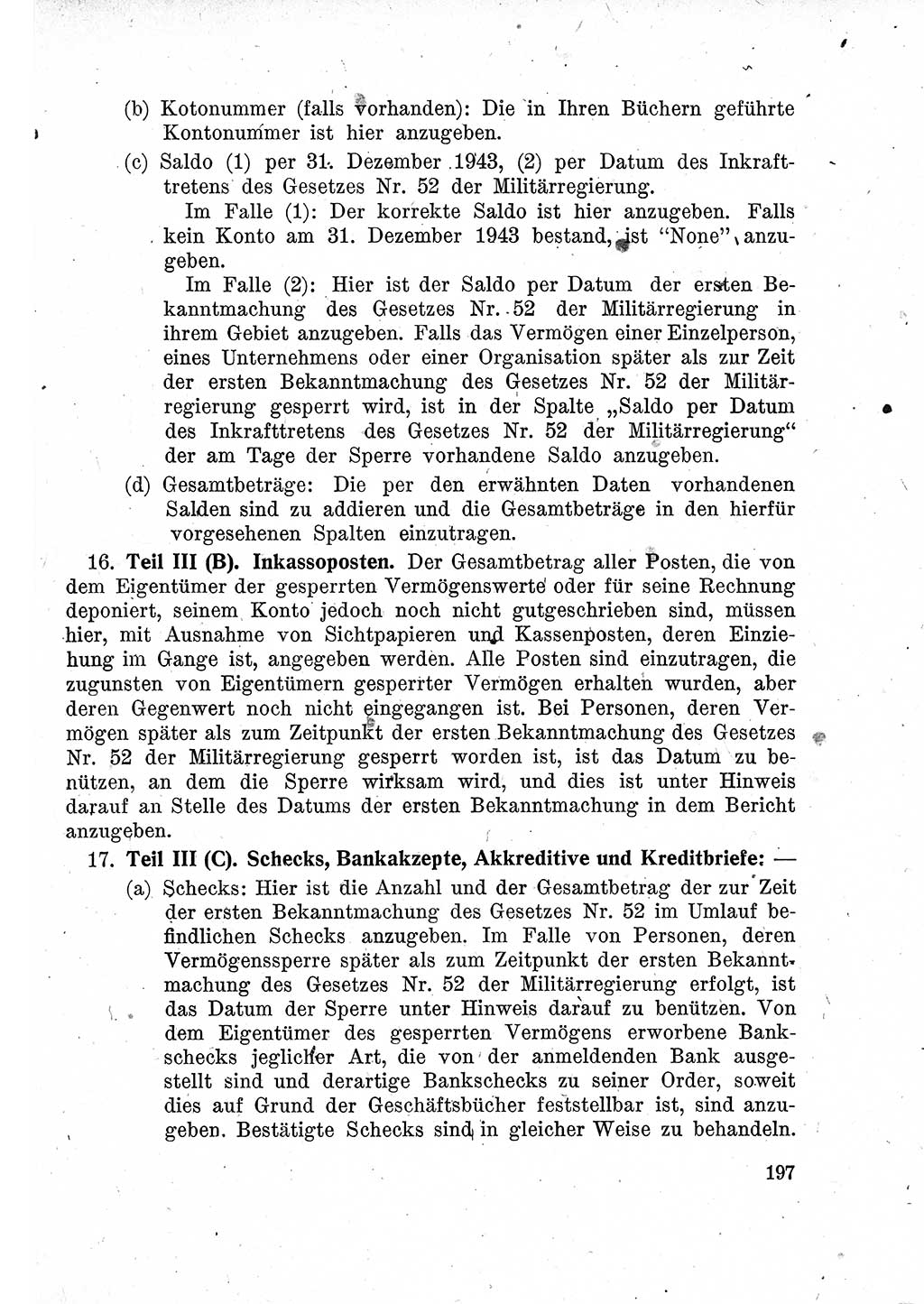 Das Recht der Besatzungsmacht (Deutschland), Proklamationen, Deklerationen, Verordnungen, Gesetze und Bekanntmachungen 1947, Seite 197 (R. Bes. Dtl. 1947, S. 197)