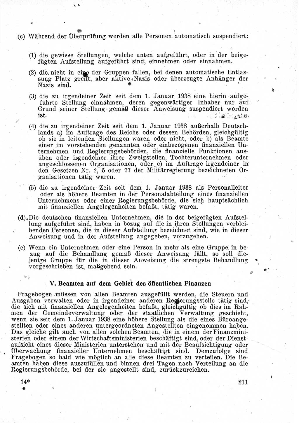 Das Recht der Besatzungsmacht (Deutschland), Proklamationen, Deklerationen, Verordnungen, Gesetze und Bekanntmachungen 1947, Seite 211 (R. Bes. Dtl. 1947, S. 211)
