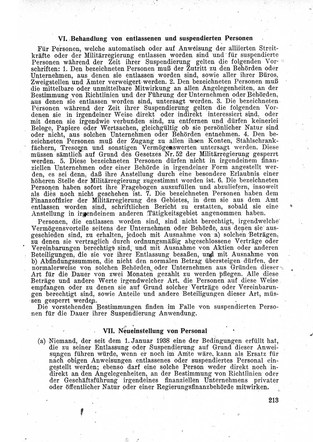 Das Recht der Besatzungsmacht (Deutschland), Proklamationen, Deklerationen, Verordnungen, Gesetze und Bekanntmachungen 1947, Seite 213 (R. Bes. Dtl. 1947, S. 213)