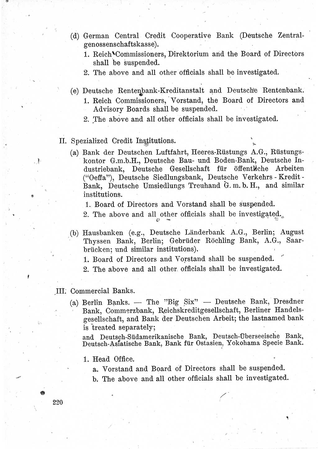 Das Recht der Besatzungsmacht (Deutschland), Proklamationen, Deklerationen, Verordnungen, Gesetze und Bekanntmachungen 1947, Seite 220 (R. Bes. Dtl. 1947, S. 220)