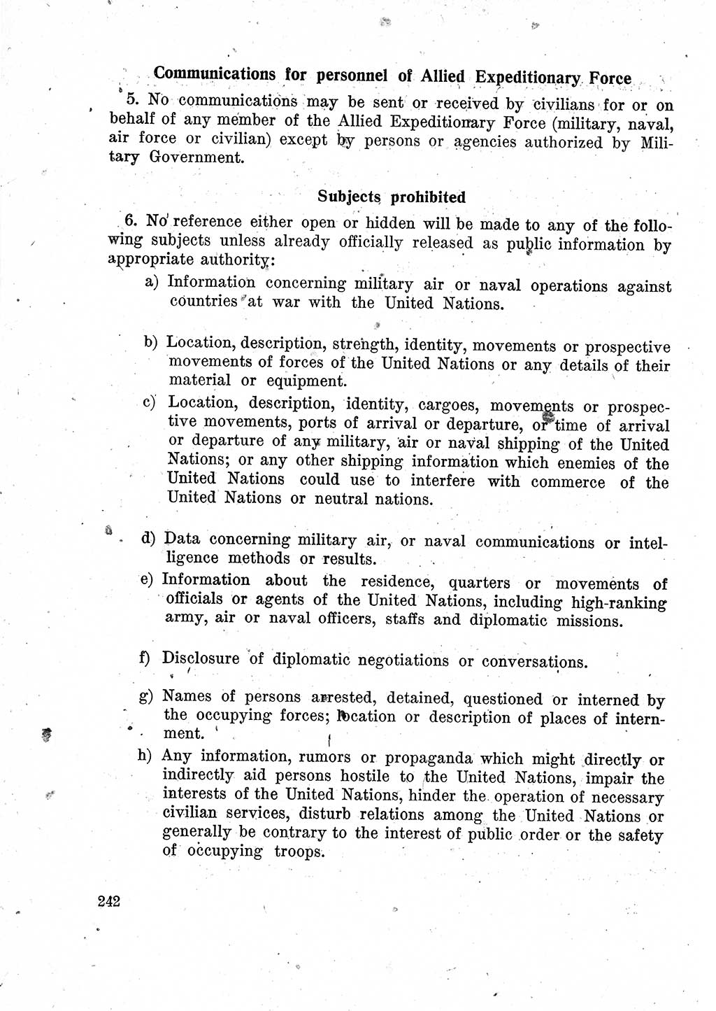 Das Recht der Besatzungsmacht (Deutschland), Proklamationen, Deklerationen, Verordnungen, Gesetze und Bekanntmachungen 1947, Seite 242 (R. Bes. Dtl. 1947, S. 242)