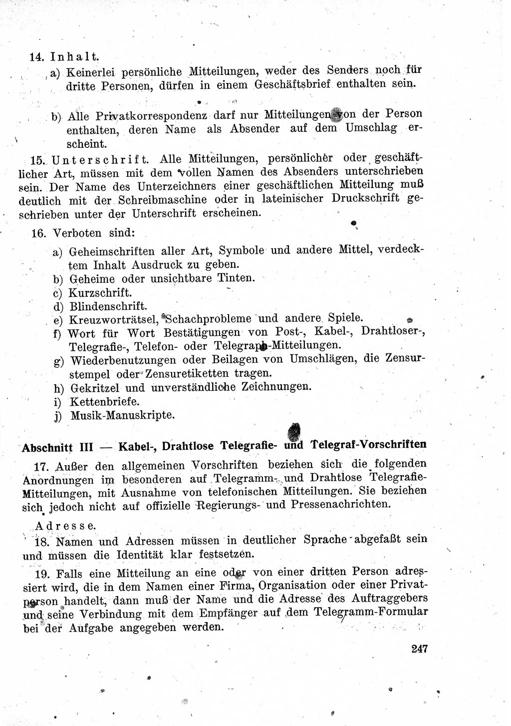 Das Recht der Besatzungsmacht (Deutschland), Proklamationen, Deklerationen, Verordnungen, Gesetze und Bekanntmachungen 1947, Seite 247 (R. Bes. Dtl. 1947, S. 247)