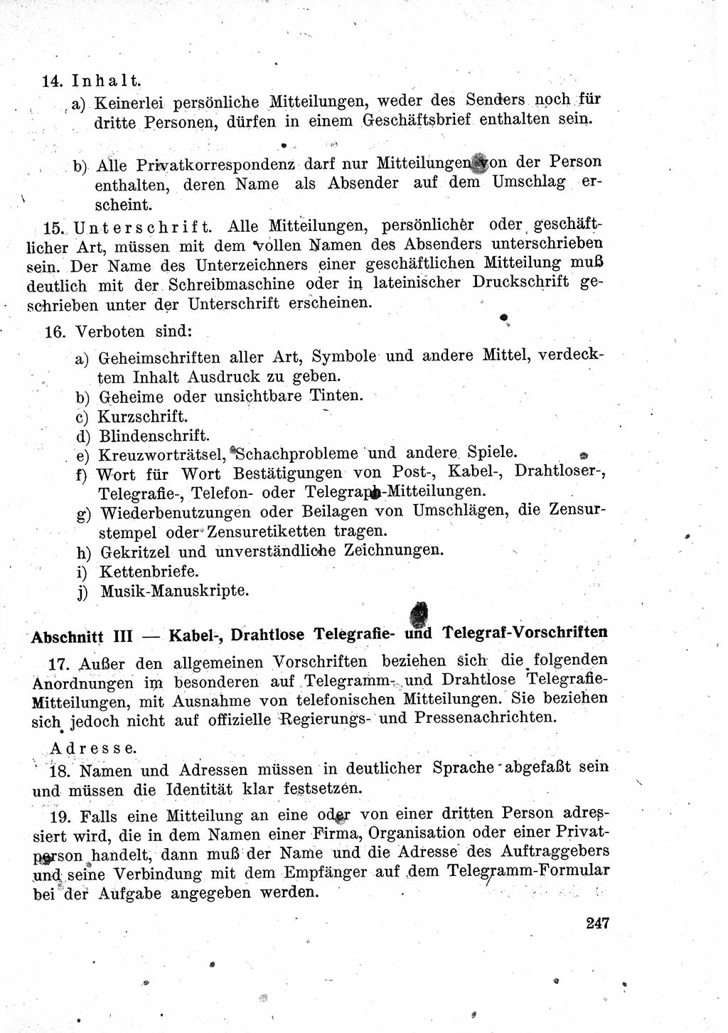 Das Recht der Besatzungsmacht (Deutschland), Proklamationen, Deklerationen, Verordnungen, Gesetze und Bekanntmachungen 1947, Seite 247 (R. Bes. Dtl. 1947, S. 247)
