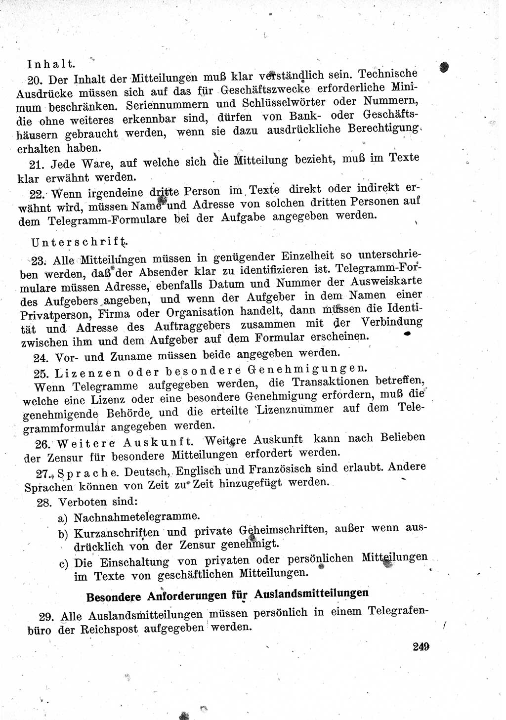 Das Recht der Besatzungsmacht (Deutschland), Proklamationen, Deklerationen, Verordnungen, Gesetze und Bekanntmachungen 1947, Seite 249 (R. Bes. Dtl. 1947, S. 249)