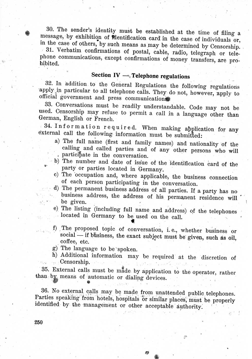 Das Recht der Besatzungsmacht (Deutschland), Proklamationen, Deklerationen, Verordnungen, Gesetze und Bekanntmachungen 1947, Seite 250 (R. Bes. Dtl. 1947, S. 250)