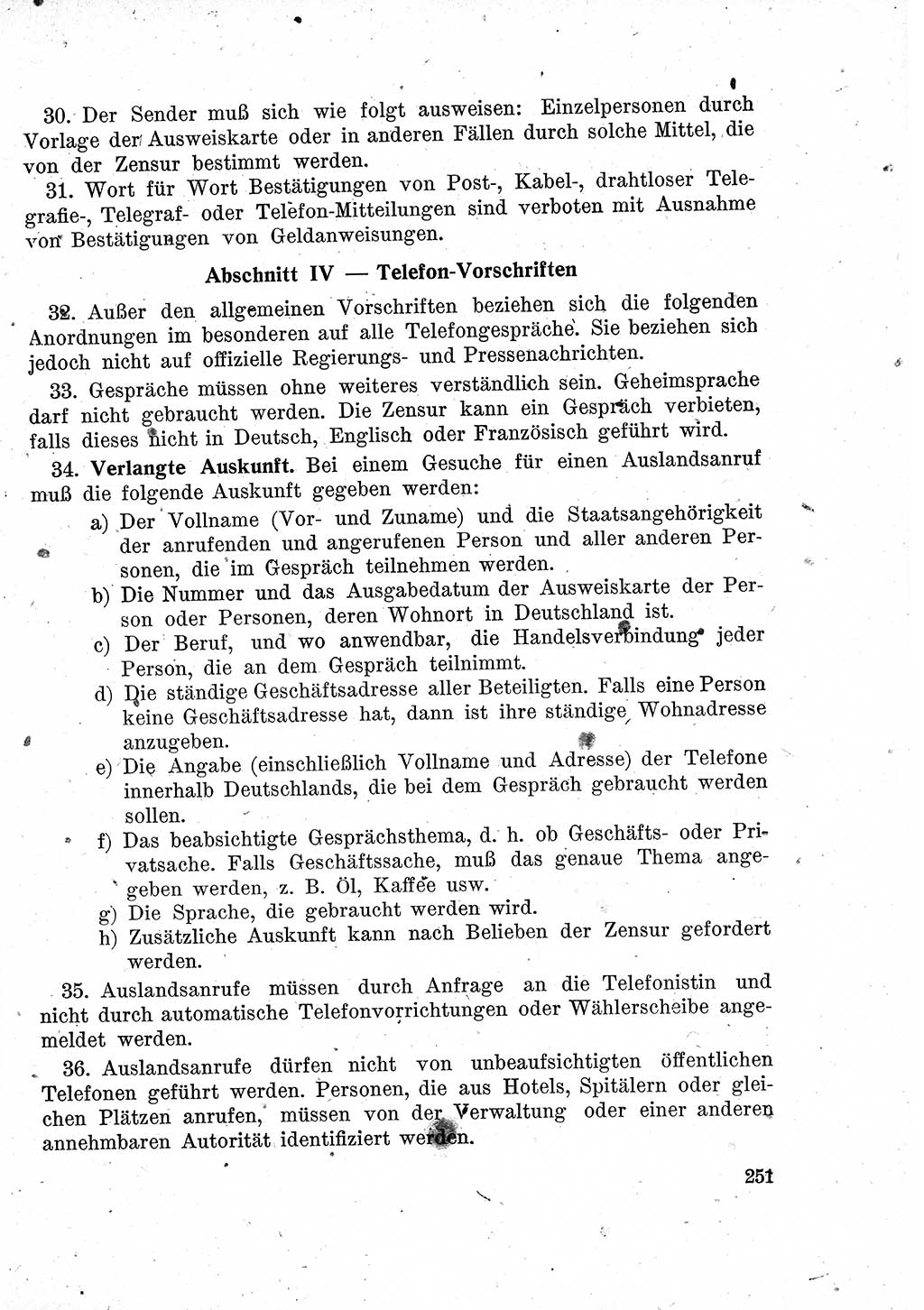 Das Recht der Besatzungsmacht (Deutschland), Proklamationen, Deklerationen, Verordnungen, Gesetze und Bekanntmachungen 1947, Seite 251 (R. Bes. Dtl. 1947, S. 251)