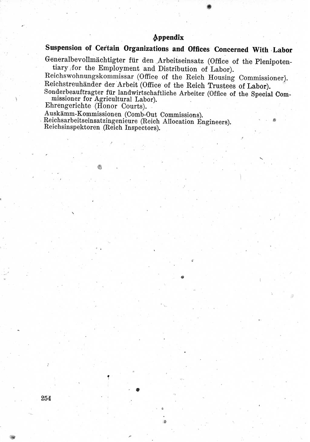 Das Recht der Besatzungsmacht (Deutschland), Proklamationen, Deklerationen, Verordnungen, Gesetze und Bekanntmachungen 1947, Seite 254 (R. Bes. Dtl. 1947, S. 254)