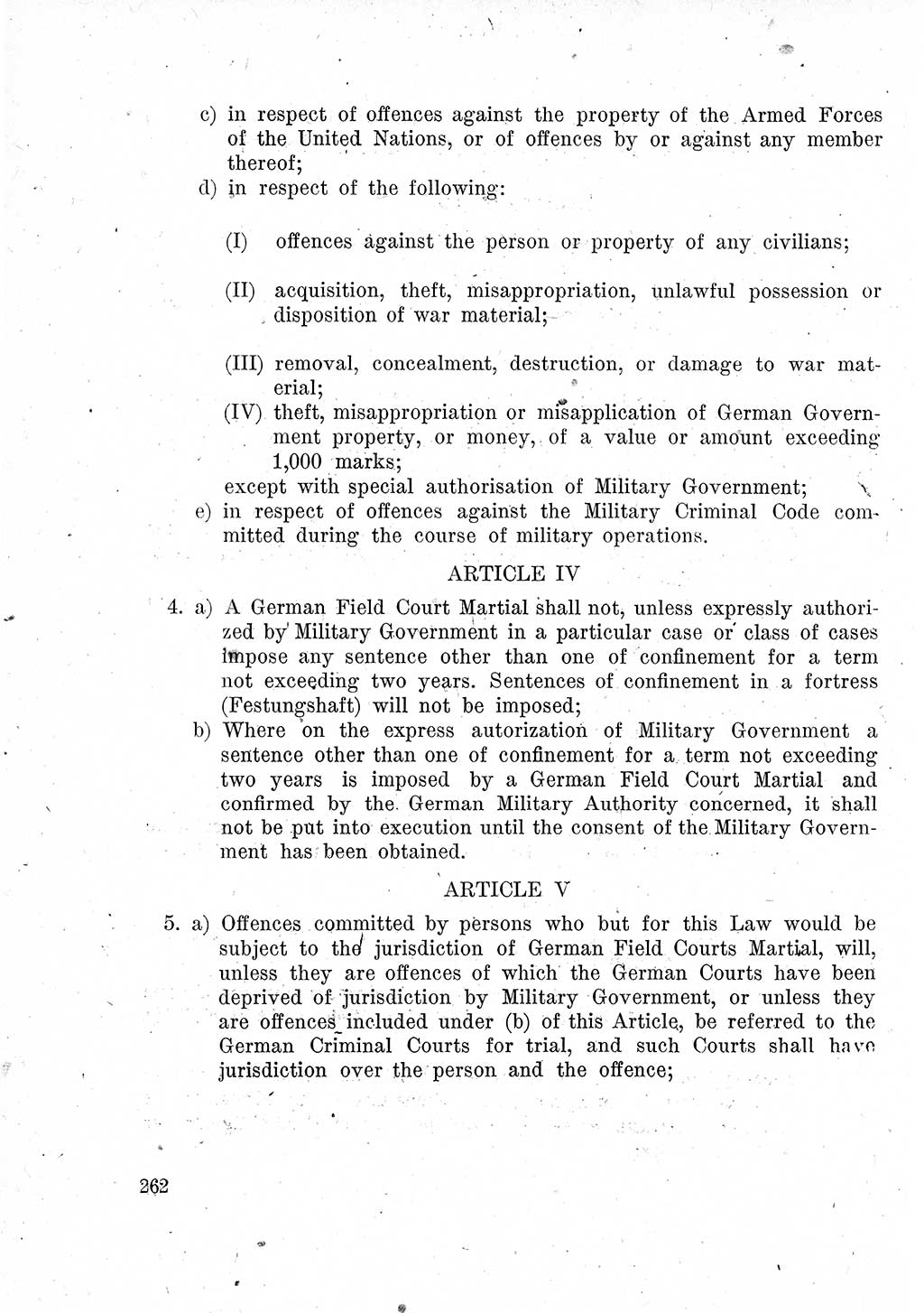 Das Recht der Besatzungsmacht (Deutschland), Proklamationen, Deklerationen, Verordnungen, Gesetze und Bekanntmachungen 1947, Seite 262 (R. Bes. Dtl. 1947, S. 262)