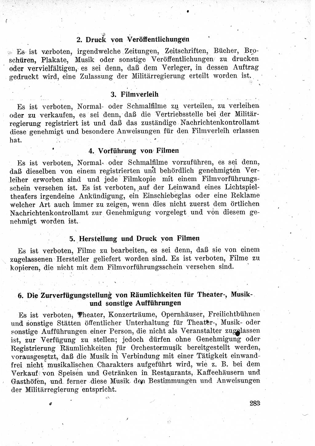 Das Recht der Besatzungsmacht (Deutschland), Proklamationen, Deklerationen, Verordnungen, Gesetze und Bekanntmachungen 1947, Seite 283 (R. Bes. Dtl. 1947, S. 283)