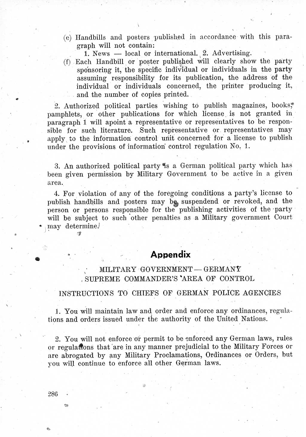 Das Recht der Besatzungsmacht (Deutschland), Proklamationen, Deklerationen, Verordnungen, Gesetze und Bekanntmachungen 1947, Seite 286 (R. Bes. Dtl. 1947, S. 286)